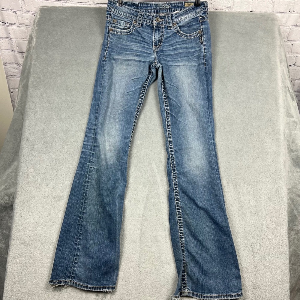 Silver Jeans Lola FlareLow Rise Medium Wash Blue Jeans W29 Embroidered Y2K Boot